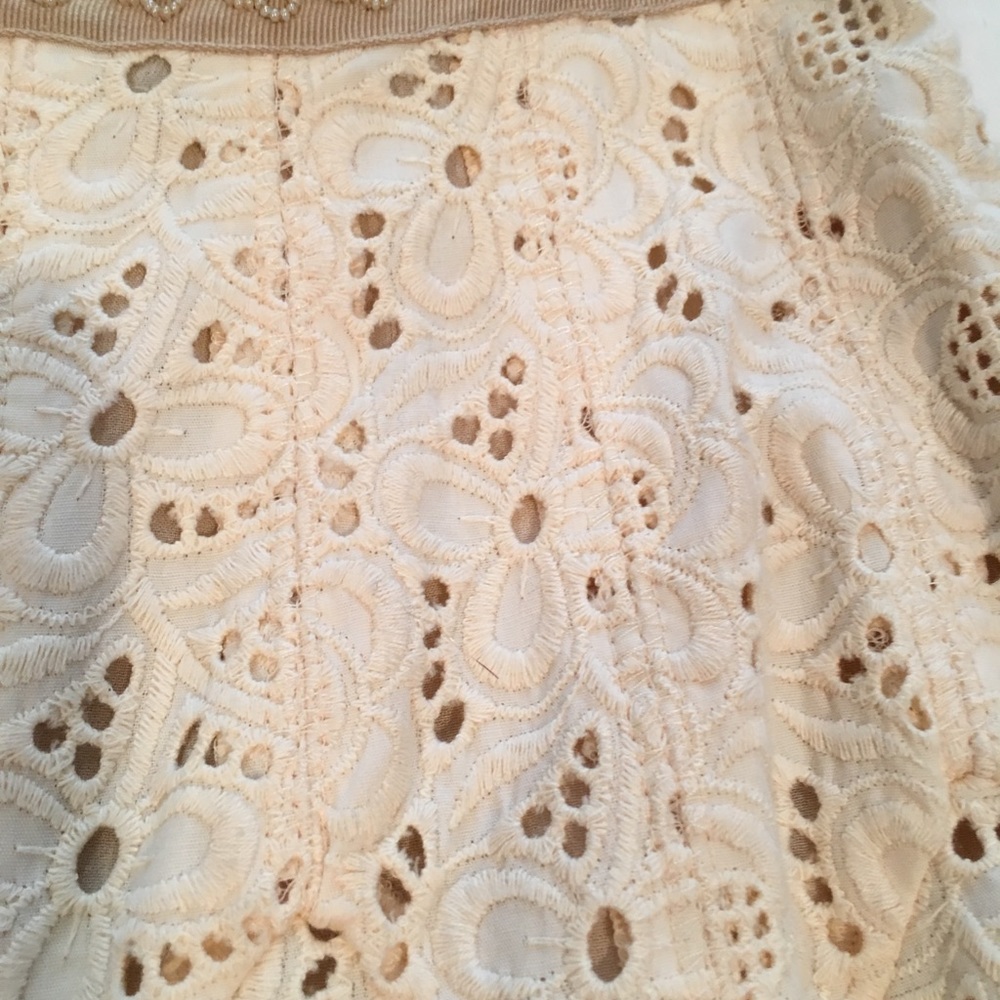 Vintage Blumarine Cream Eyelet Lace Godet Skirt, sz 2/4 - Picture 5 of 7